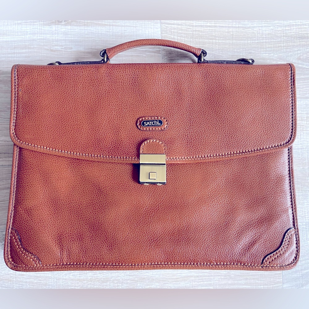 SATCHI  100% genuine real leather vintage Briefcase 70/80s Excellent Condition